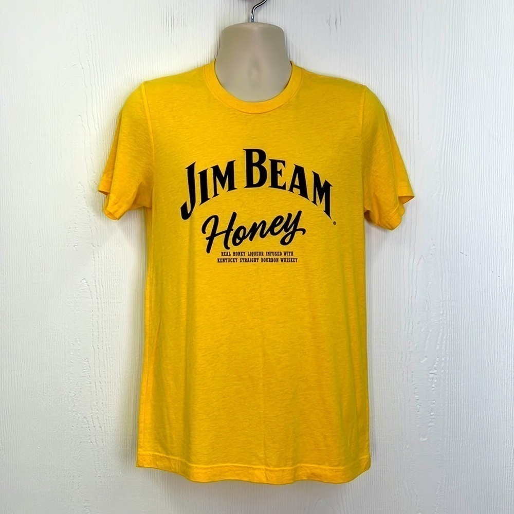 Jim Beam - Honey Jim Beam Real Honey Liqueur Yellow Graphic T Shirt Size Medium